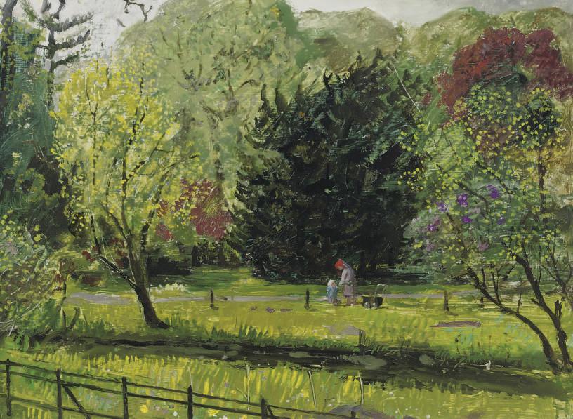 Harm Kamerlingh Onnes - Park Voorjaar - Mother And Children In The Park