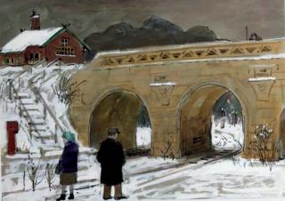 Harm Kamerlingh Onnes - People by a bridge in winter