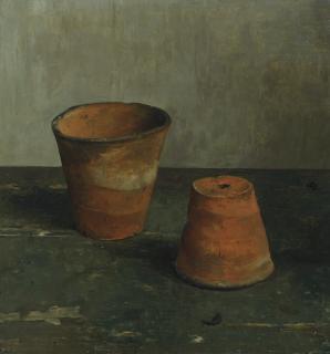 Harm Kamerlingh Onnes - Two Flowerpots (Recto); A Sketch Of A Bird (Verso)