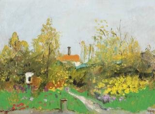 Harm Kamerlingh Onnes - Voorjaar; the artist\'s holiday cottage, Terschelling