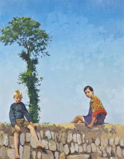 Harold C. Harvey - Children Sitting On A Wall