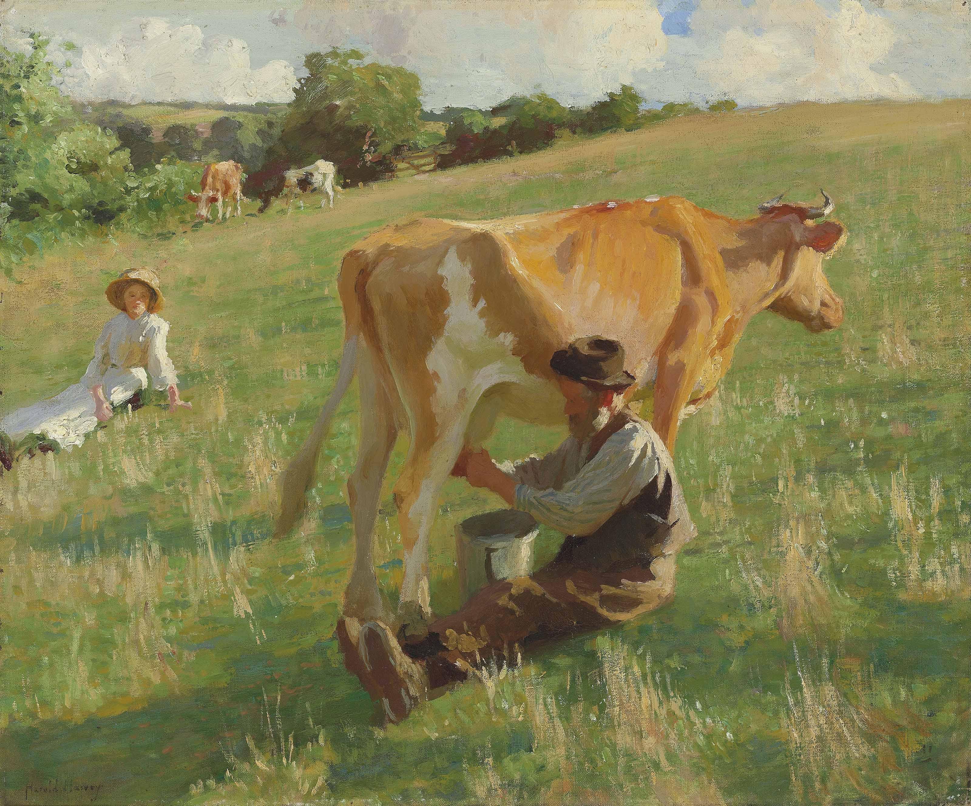 Harold Charles Francis Harvey - Summer Milking
