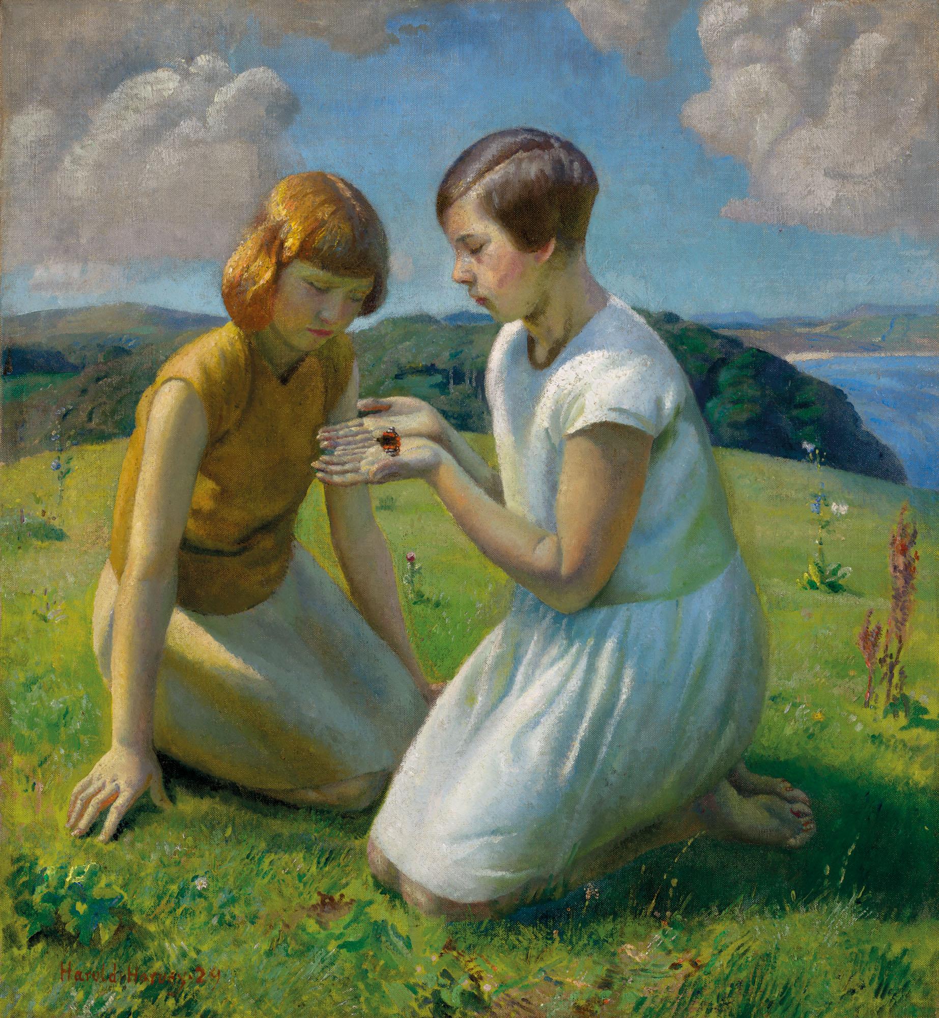 Harold Charles Francis Harvey - Two young girls with a butterfly