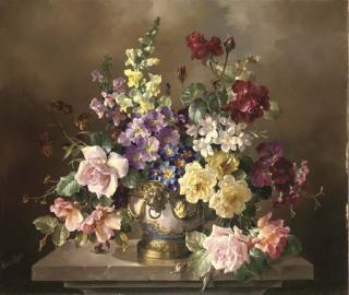 Harold Clayton - Flowers In A Blue And Ormolu Vase