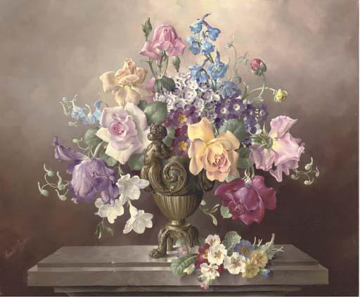 Harold Clayton - Summer Flowers In A Bronze Urn