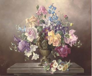 Harold Clayton - Summer Flowers In A Bronze Urn