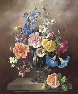 Harold Clayton - Summer Flowers In A Glass Vase