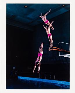 Harold Edgerton - Diver 1955, printed later. Signed \'Harold Edgerton\' on the verso. Dye transfer print, matted. 18 3/ 16 x 13 1/2 in. (46.2 x 34.3 cm)