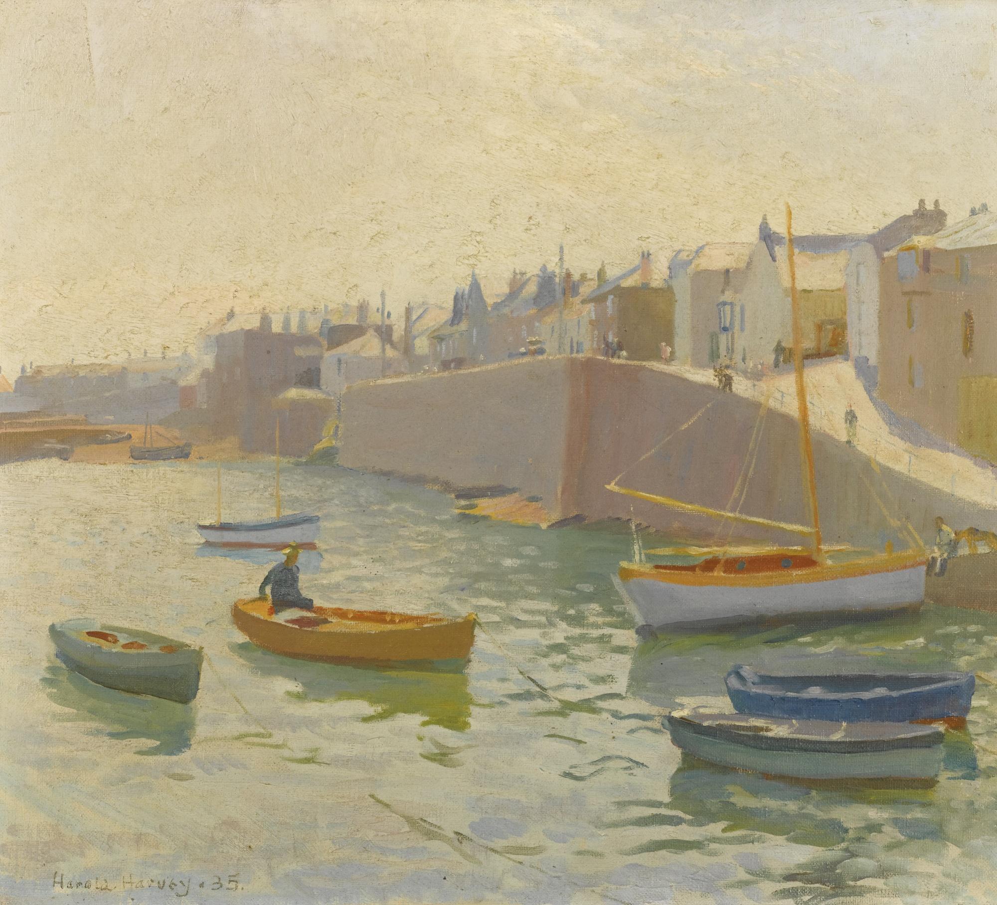 Harold Harvey - Morning, Newlyn Harbour