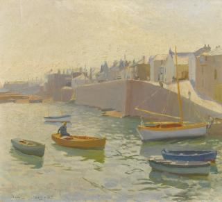 Harold Harvey - Morning, Newlyn Harbour