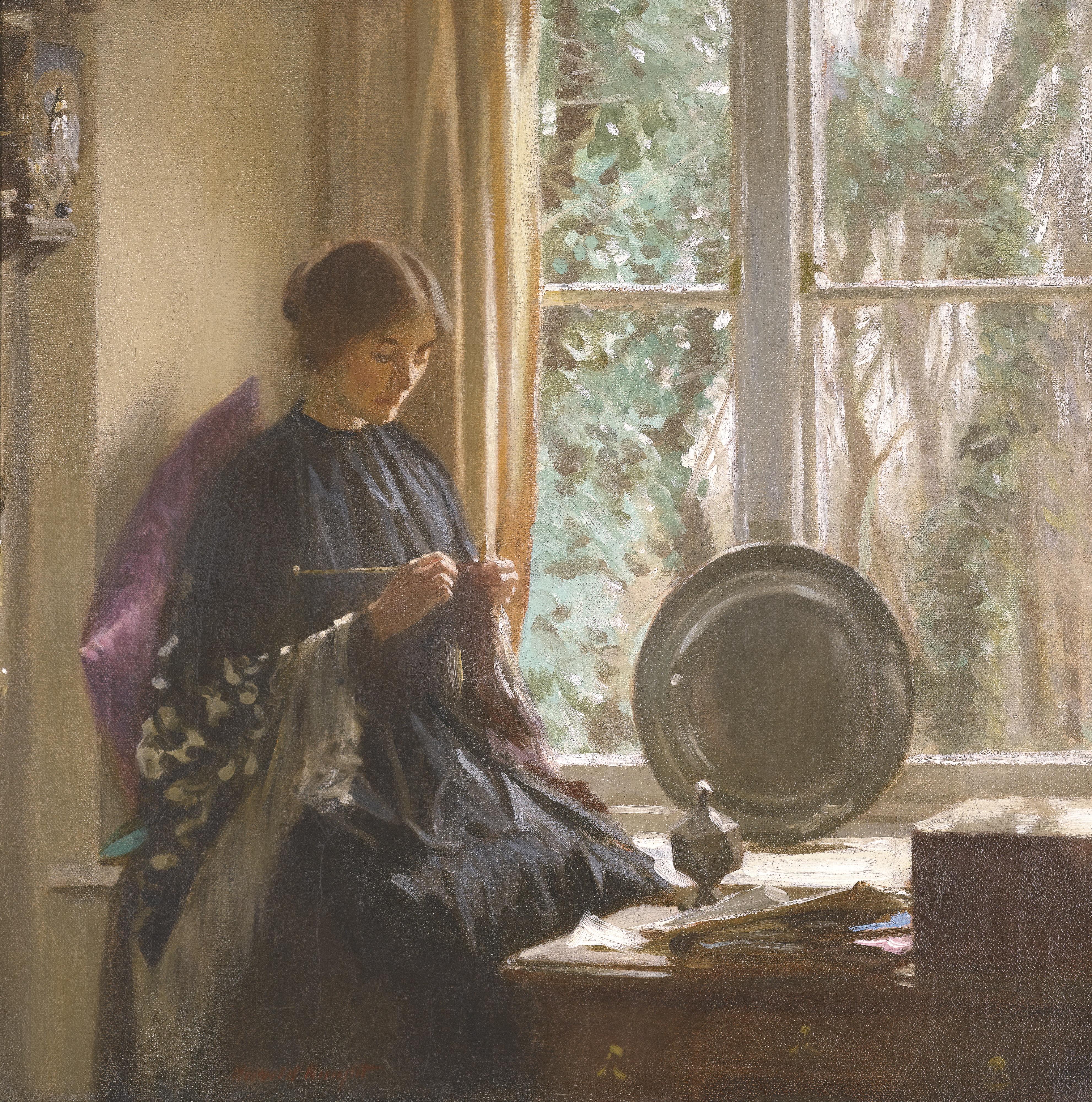 Harold Knight, R.A. - Knitting