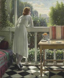 Harold Knight, R.A. - Miss Gladys on the veranda