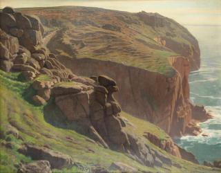 Harold Knight, RA, ROI, RP - Clifftop view near Sennen, Cornwall