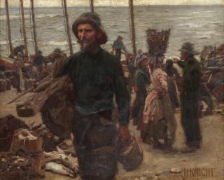 Harold Knight, RA, ROI, RP - Fishermen coming ashore