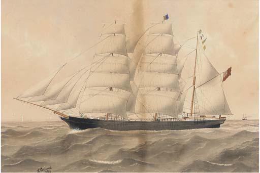 Harold Percival - The Barque Ocean Nymph running down the Channel