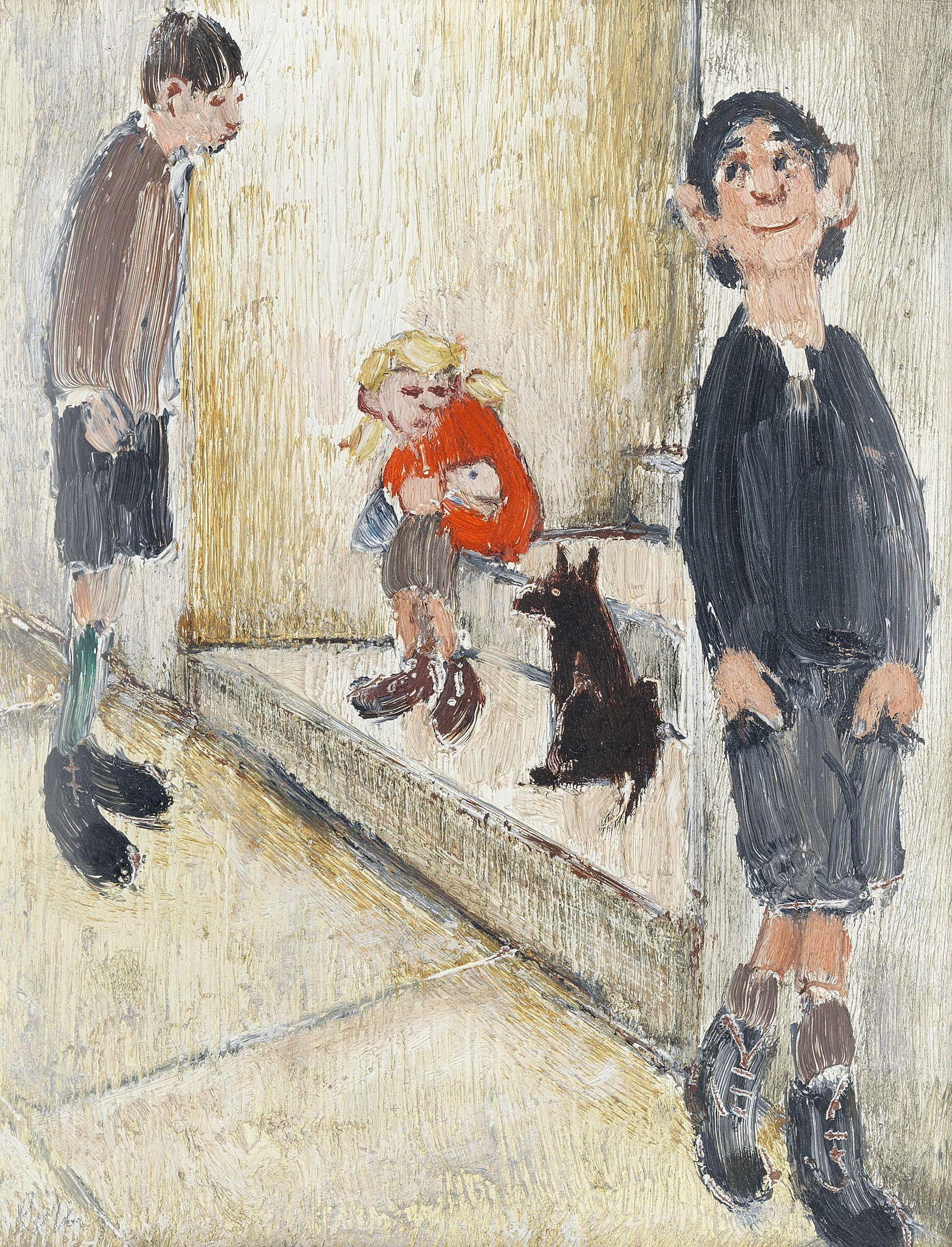 Harold Riley - Three Children with Dog