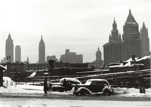 Harold Roth - Cars in Snow - Canal Street & Bowery, 1948