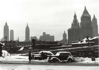Harold Roth - Cars in Snow - Canal Street & Bowery, 1948