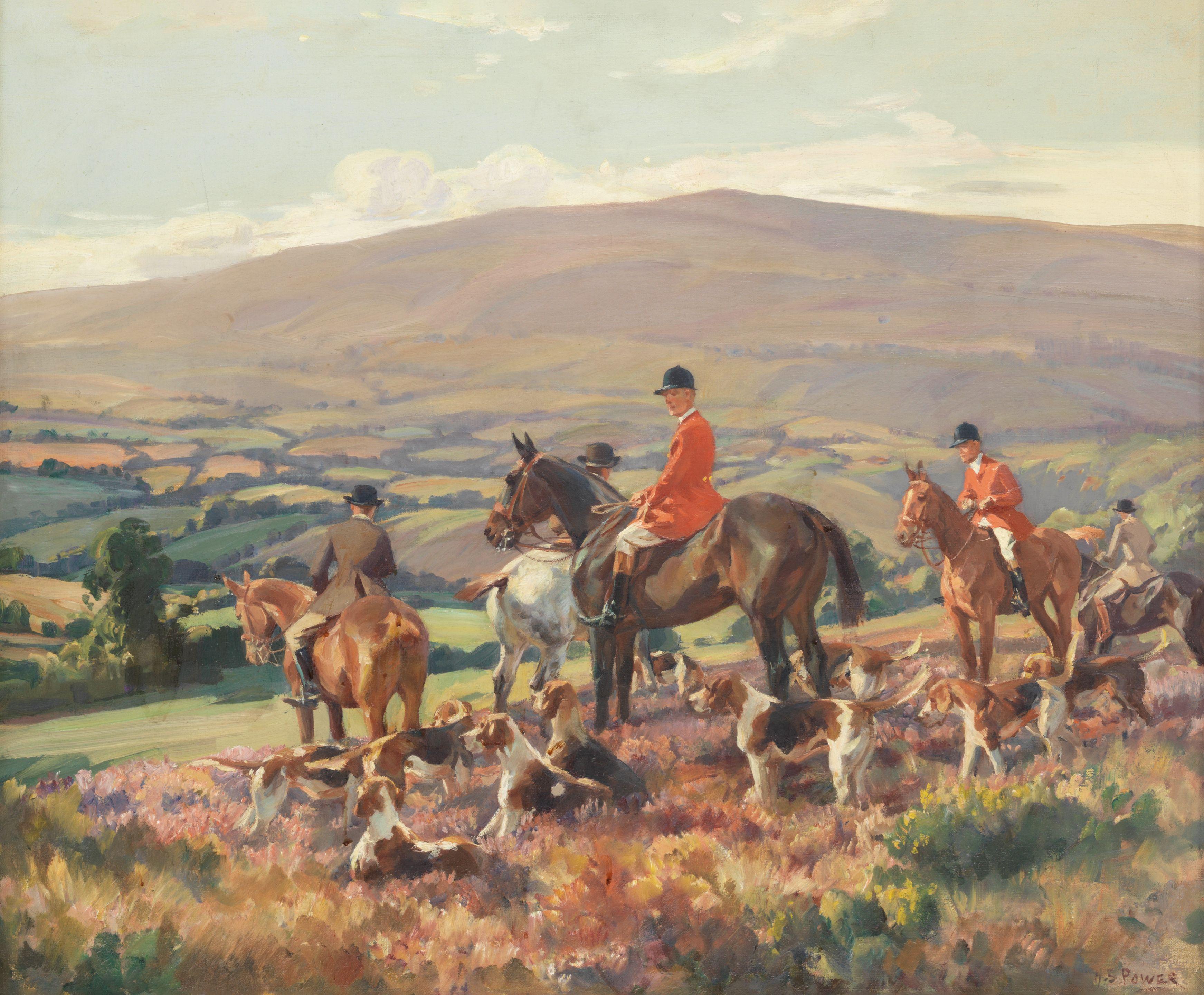 Harold Septimus Power - Huntsmen and hounds on a heather moor