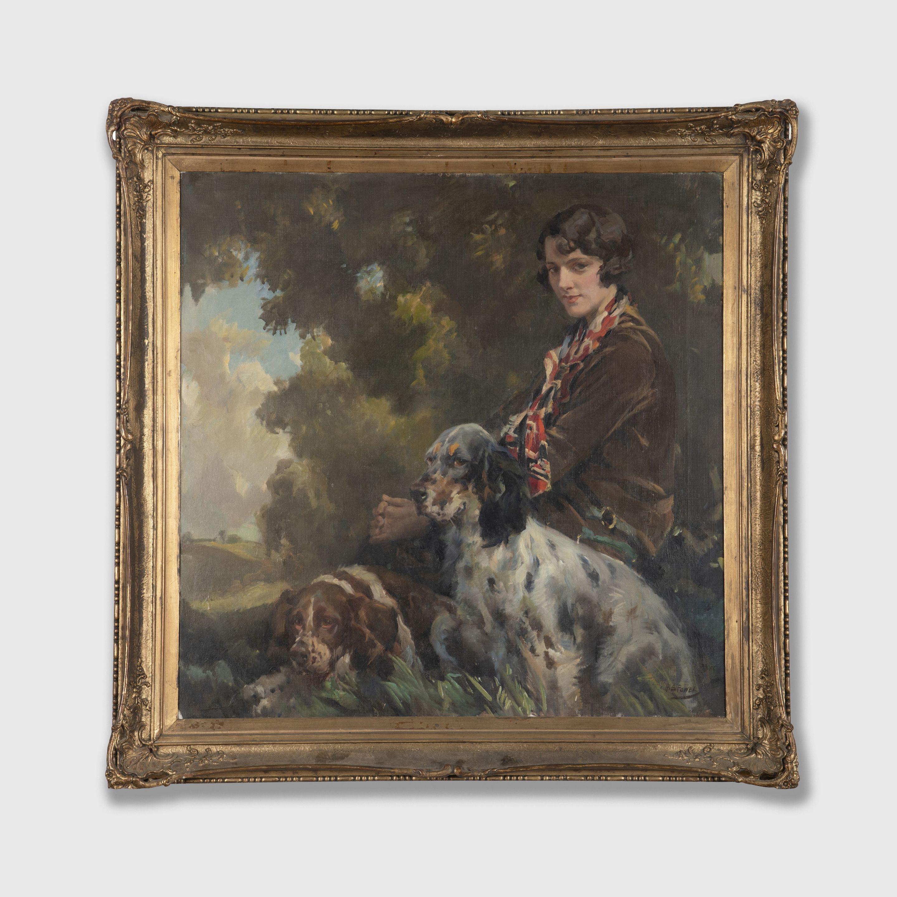 Harold Septimus Power - Portrait of a Young Woman with Two Spaniels