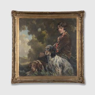 Harold Septimus Power - Portrait of a Young Woman with Two Spaniels
