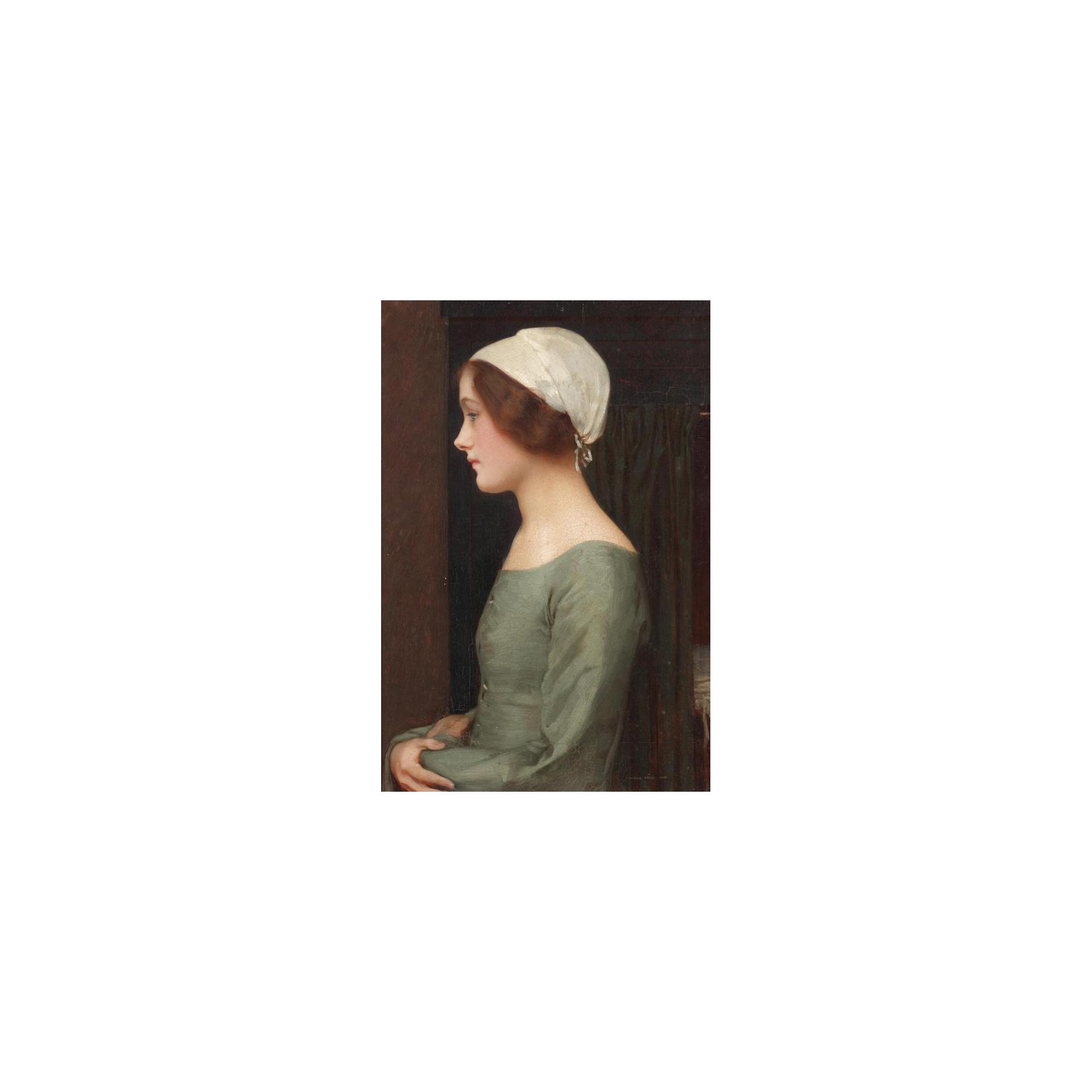 Harold Speed - Portrait Of A Young Girl In A Blue Dress