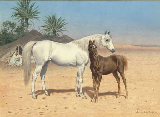 Harrington Bird - Arab horses in the desert