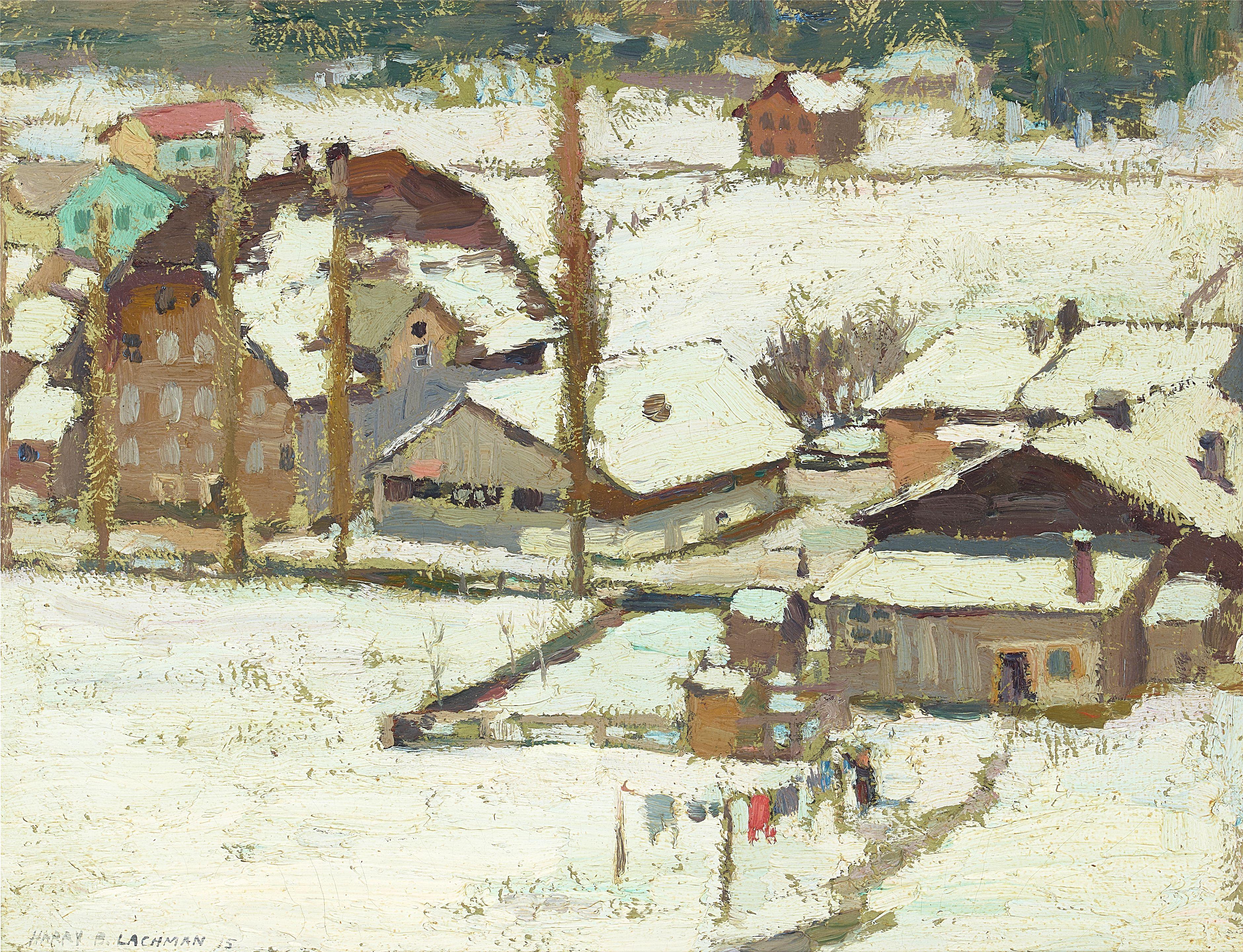 Harry B. Lachman - Hiver en Suisse 10 1/2 x 14 in. framed 17 1/2 x 20 3/4 in.