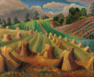 Harry Epworth Allen - Landscape with corn stooks