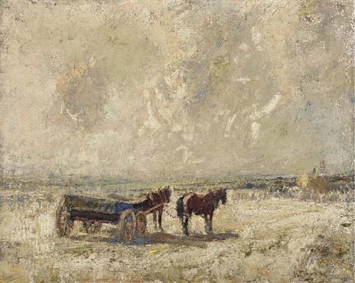 Harry Fidler - A horse and cart on a beach