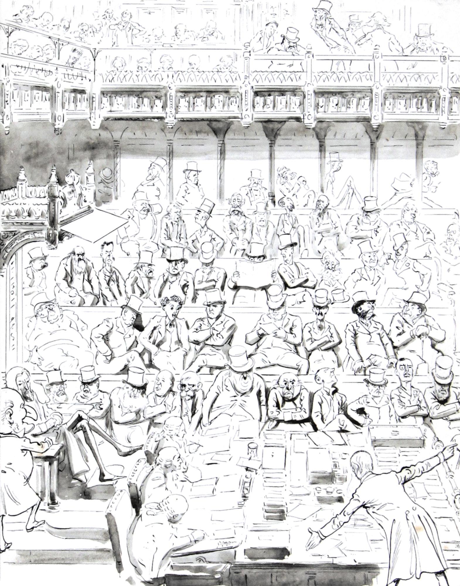 Harry Furniss - \'Rough Sketch Of The Opposition Listening To Mr Balfour\' (\'Punch. Interiors And Exteriors, No 60\')