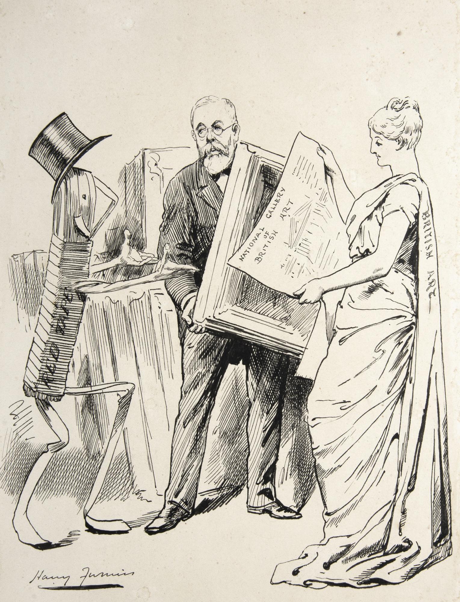 Harry Furniss - The Proposed National Gallery Of British Art In Danger (Mr Henry Tate. \'No, Thank You, Mr Red Tape, I Don\'T Want My Gifts To The Nation To Be Tied Up By You, Then Packed Away, And Never Seen Again!\')