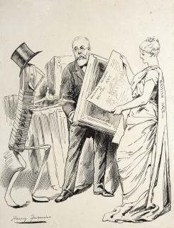 Harry Furniss - The Proposed National Gallery Of British Art In Danger (Mr Henry Tate. \'No, Thank You, Mr Red Tape, I Don\'T Want My Gifts To The Nation To Be Tied Up By You, Then Packed Away, And Never Seen Again!\')