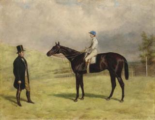 Harry Hall - Bacchus, With Jockey Up, And His Trainer Captain James Machell