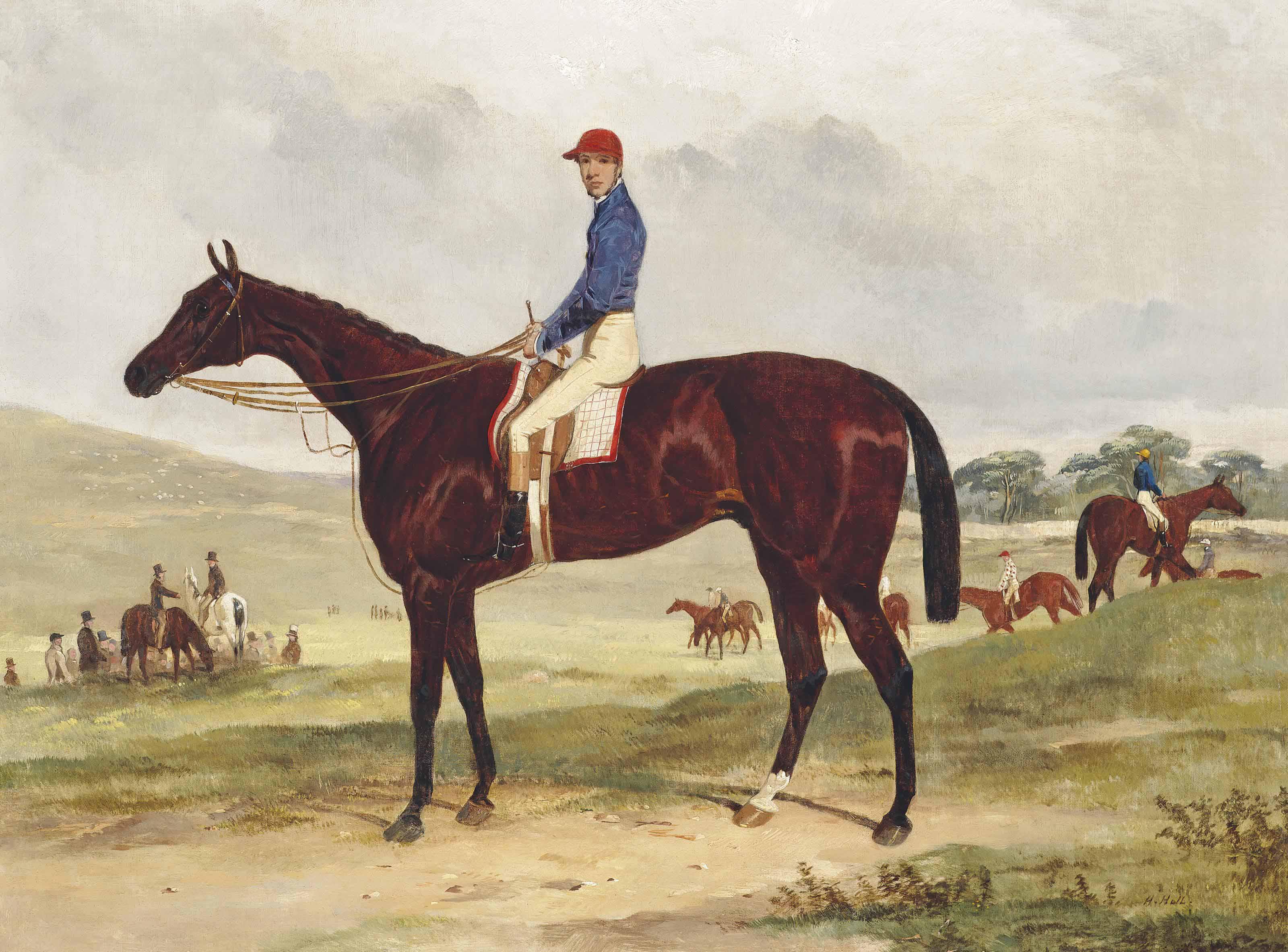 Harry Hall - Bay Racehorse With Jockey Up