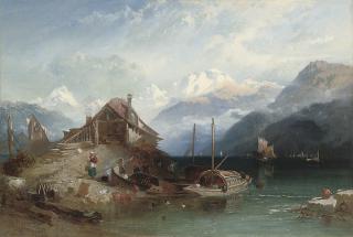 Harry John Johnson, R.I. - Lake Thun, Bernese Alps beyond