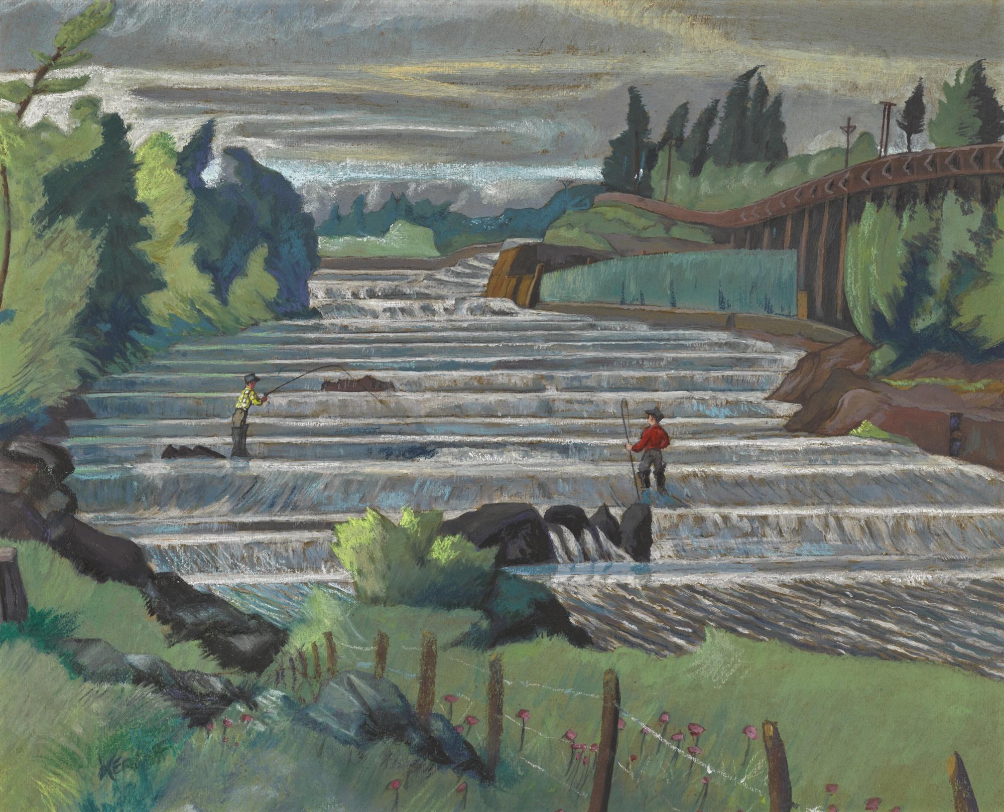 Harry Kernoff, R.H.A. - Fishing Men – West River, Nova Scotia, Canada