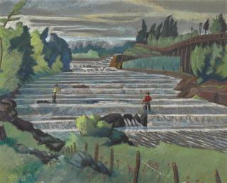 Harry Kernoff, R.H.A. - Fishing Men – West River, Nova Scotia, Canada