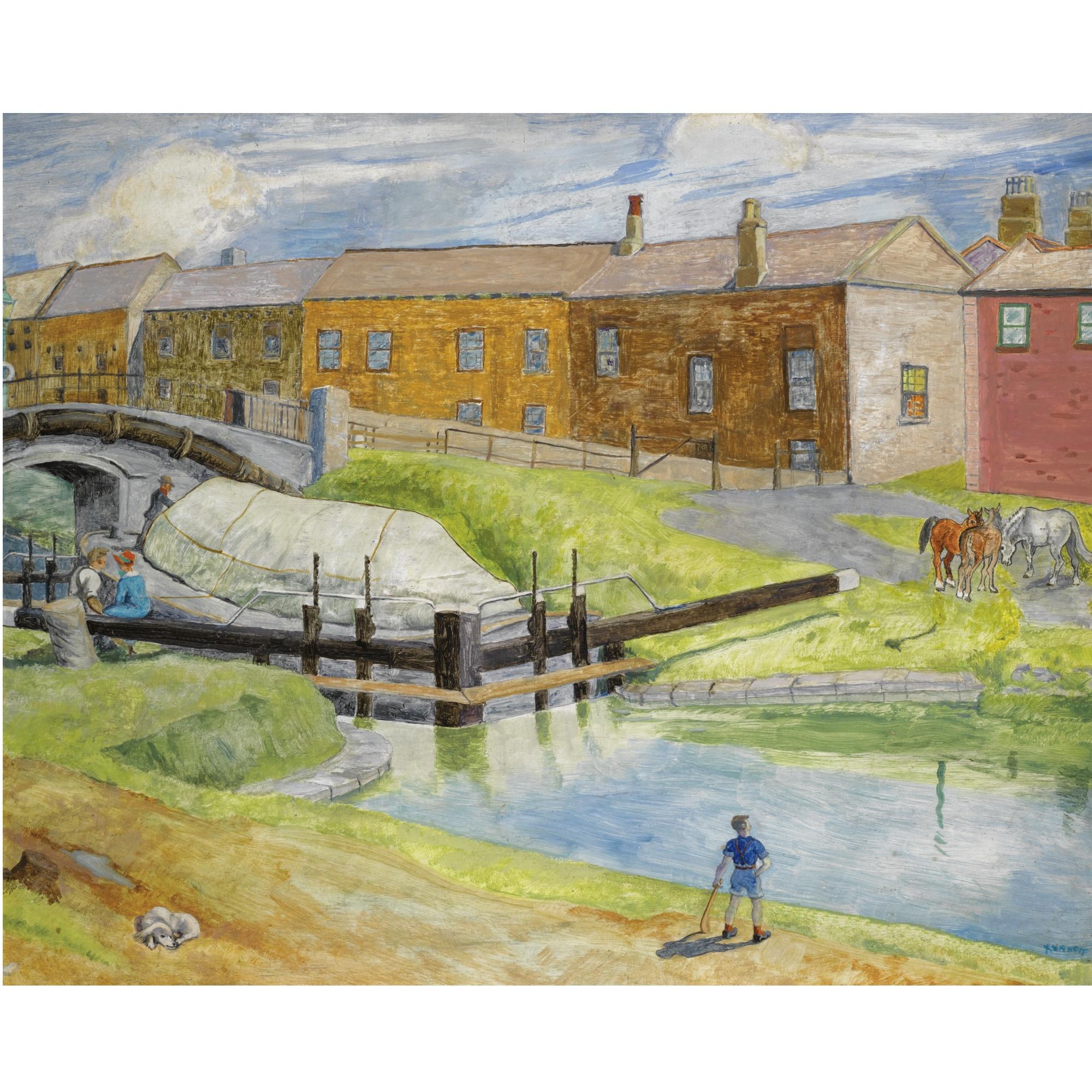 Harry Kernoff, R.H.A. - Grand Canal Lock, Dublin