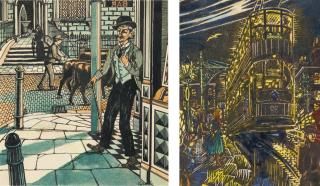 Harry Kernoff, R.H.A. - Leaving The Bar (Watercolour); Dublin Tram; Room Companions; A Quiet Smoke; A Few Words; Farm Askeaton, Co. Limerick; W. B. Yeats; James Connolly & The Citzen Army; James Clarence Mangan