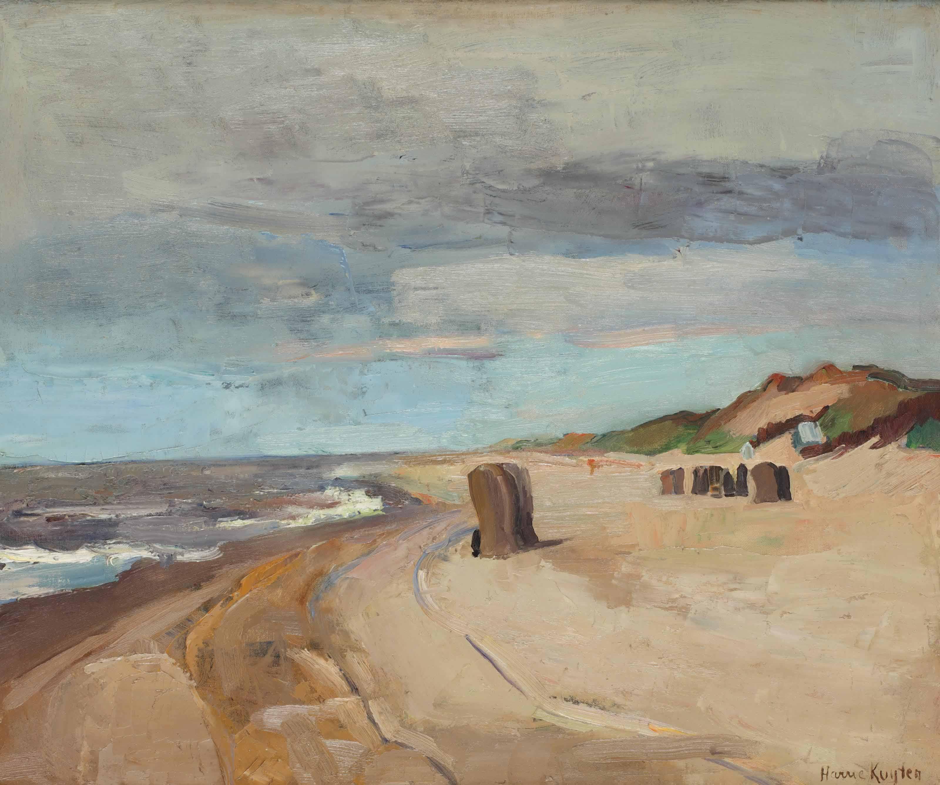 Harry Kuijten - A Beach With Wicker Chairs