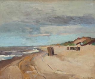 Harry Kuijten - A Beach With Wicker Chairs