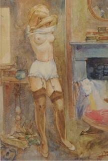 Harry Maas - A girl undressing in the artist\'s studio