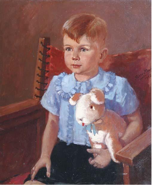 Harry Maas - Portrait of A Boy With Cuddle Toy