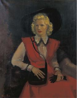 Harry Maas - Portrait of a lady in a red dress