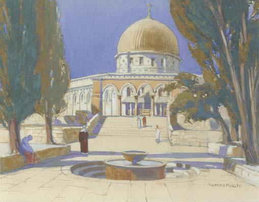 Harry Morley, A.R.A., V.P.R.W.S. - Dome of The Rock; Figures In A Street; Village Settlement; And Shepherd On A Hill