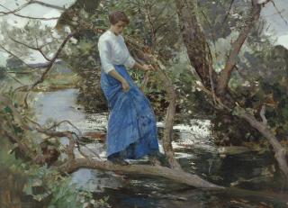 Harry Watson, R.W.S., R.O.I., R.W.A. - Crossing the Brook