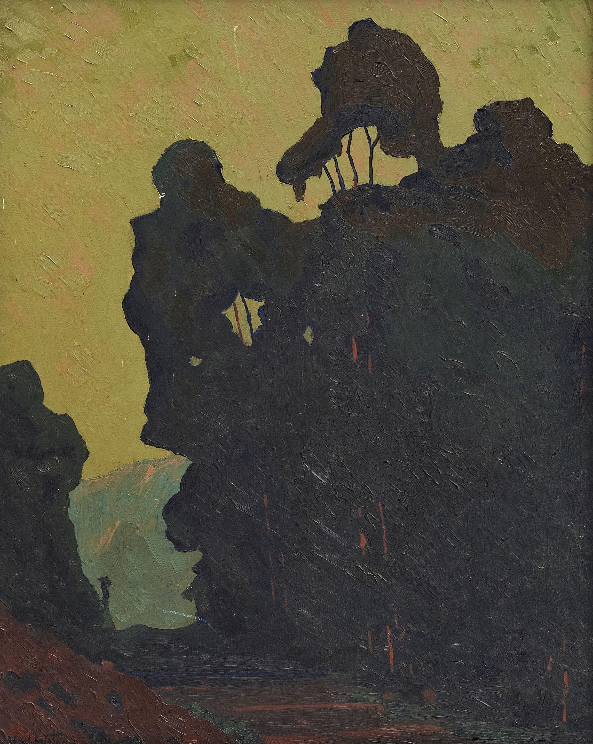 Harry Watson - Trees on a cliff 19 x 15in