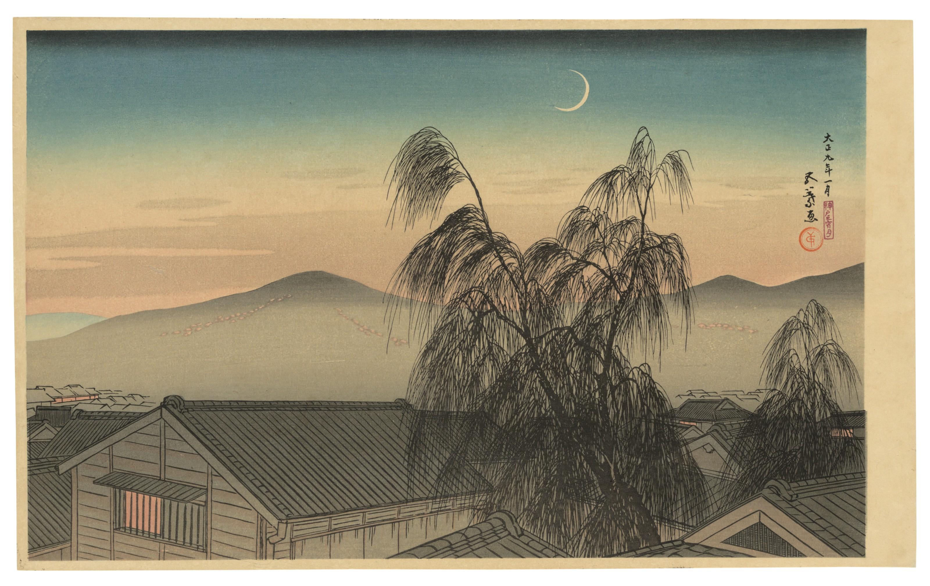 Hashiguchi Goyo - Evening Moon Over Kobe (Kobe no yoitzuki)