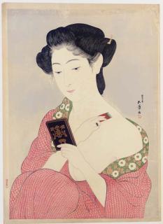 Hashiguchi Goyo - Kesho no onna (Woman applying make-up), 1918